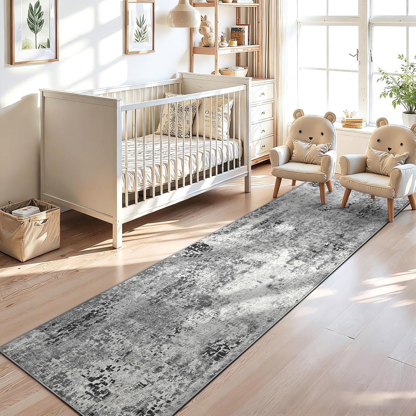 Ompaa 2x6 Rug Runners for Hallways Kitchen Runner Rug Non Slip Washable Grey Long Runner Rugs with Rubber Backing Soft Abstract Carpet Runner for Hallways, Kitchen, Bedroom, Bathroom, Entryway - Colors A