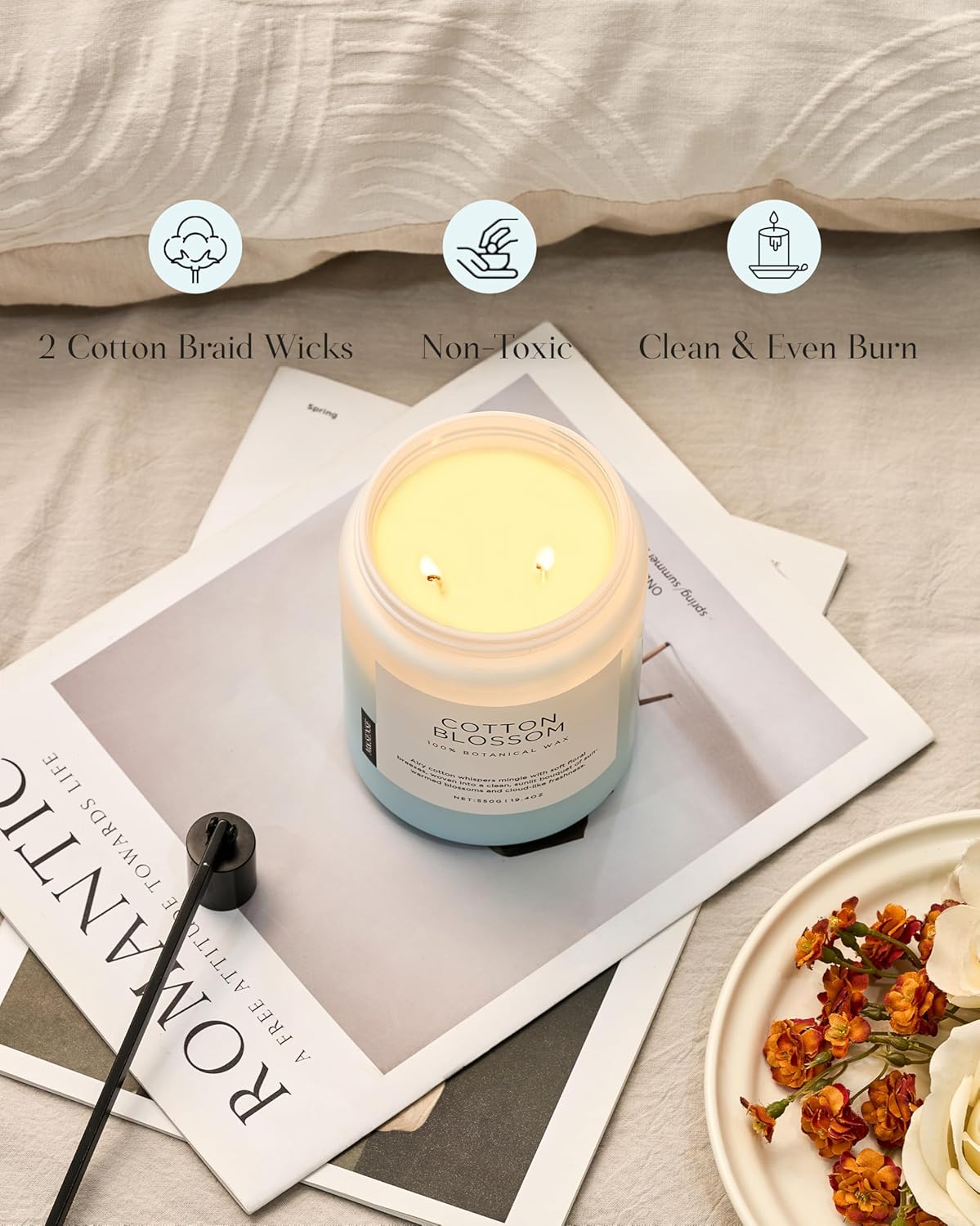 M&SENSE Eucalyptus & Mint Scented Jar Candle, Large 19.4oz Natural Soy Wax, 110-Hour Long Lasting Non-Toxic Clean Burning, Fresh Smelling Home Aromatherapy for Spa Stress Relief, Gifts for Men Women