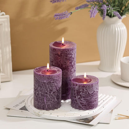 3x6 Inch Sage Green Pillar Candles Set of 3 - Unscented Spring, Long Clean Burning, Large Smokeless Dripless for Home Decor, Dinner Table, Bathroom, Rustic Decor