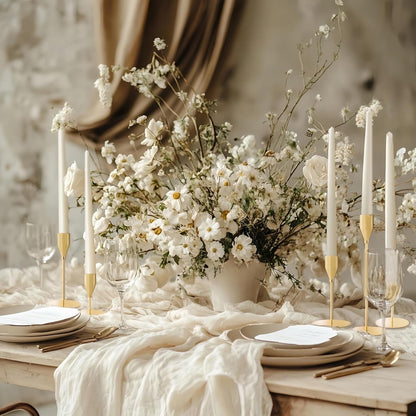 French Gold Taper Candle Holders for Wedding Table Centerpiece,Tall Taper Candlestick Holders Bulk Set of 6,Metal Candle Stick Holders for Dinning or Mantel Centerpiece,Party Home Decor