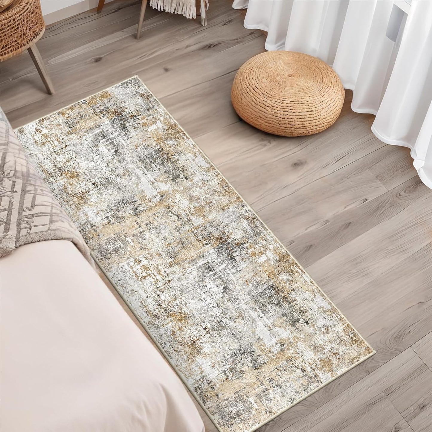 2x3 Washable Non-Slip Area Rug - Soft Low Pile Throw Rug for Kitchen Entryway Bedroom - Modern Indoor Door Mat with Rubber Backing (Beige Grey) - Colors B