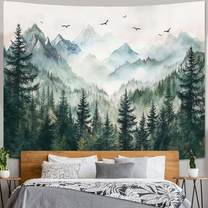 Zussun Black and White Tapestry Starry Night Mountain Tapestries for Bedroom Aesthetic Moon and Stars Tapastry's Wall Hanging Dark Nature Forest Wall Tapestry for Living Room Dorm (48'' × 36'')