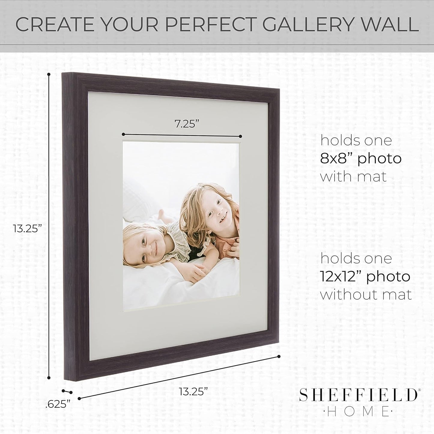 Sheffield Home 9 Piece Gallery Wall Frame Set, 11x14 in. matted to 8x10 in. (Matte Black)