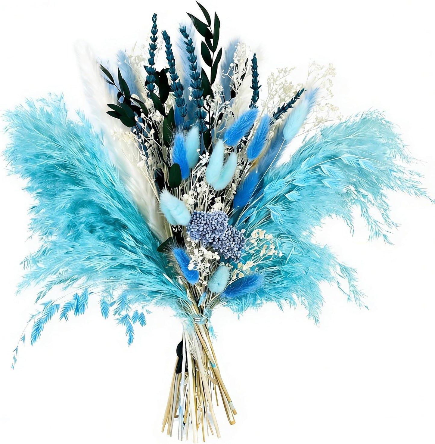 Natural Dried Flower Bouquet - 17" Boho Style Mixed Pampas Grass Ideal for Home Decor, Wedding Decor, Bridal Bouquets, Floral Arrangement, Event Centerpieces, Table Decor