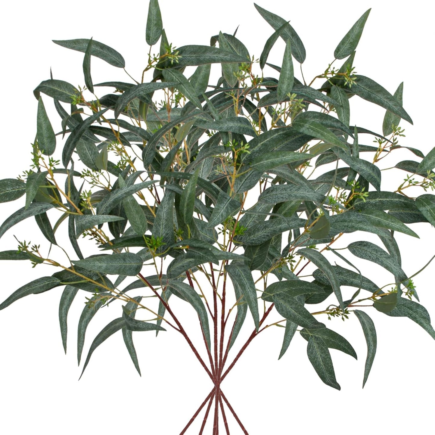 Faux Eucalyptus Stems Willow Eucalyptus Leaves 34” Long Fake Salix Leaves 3 Pcs Artificial Greenery Stems for DIY Bouquet Arrangements Centerpieces Shower Decorations-Artificial Eucalyptus Stems