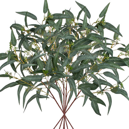Faux Eucalyptus Stems Willow Eucalyptus Leaves 34” Long Fake Salix Leaves 3 Pcs Artificial Greenery Stems for DIY Bouquet Arrangements Centerpieces Shower Decorations-Artificial Eucalyptus Stems