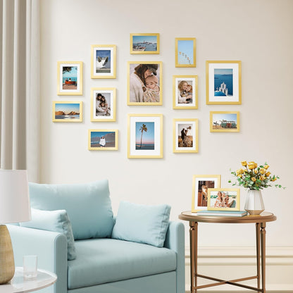 Vittanly 15 Pack Picture Frames Collage Wall Decor for Mounting or Tabletop Display, Gallery Frame Set for Family, Multi Sizes Including 3pcs 8x10, 6pcs 5x7, 6pcs 4x6, Black