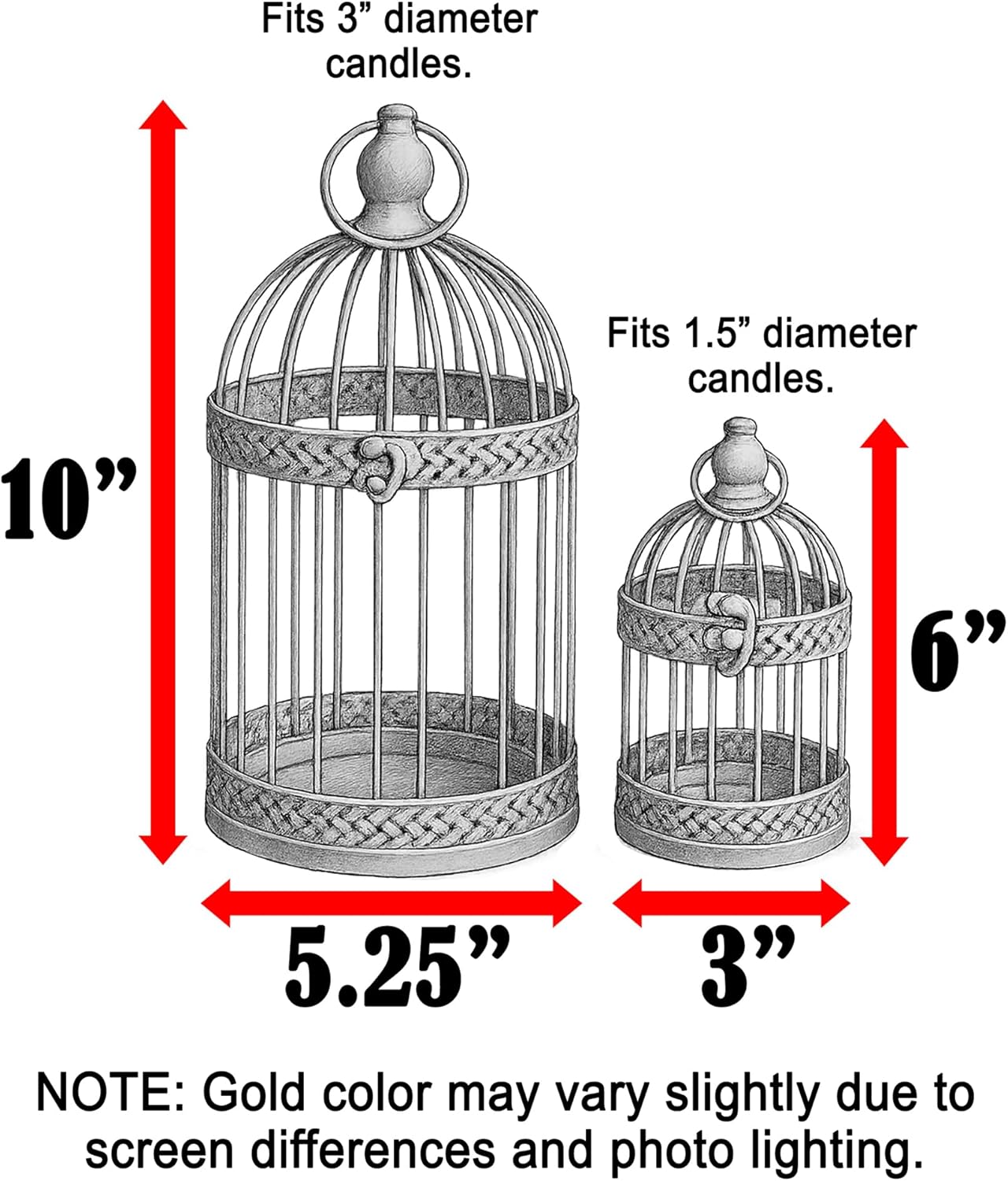 Vela Lanterns Bird Cage Decor Candle Holder Lantern Decorative Wedding Table Centerpiece Decorations, White, Small, Set of 4