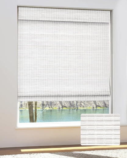 UNISHADES Cordless Bamboo Roman Shades for Windows, Blinds Size (26.5" W ×48" H) Colour (Highfield Teak)