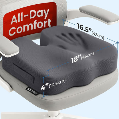 5 STARS UNITED Seat Cushion - Memory Foam Chair Cushion for Tailbone Pain Relief - Ergonomic Support for Coccyx, Sciatica & Butt - Office, Desk & Gaming Chair, Car Seat, Wheelchair, Airplane, Black
