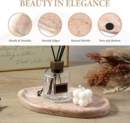Koville Luxurious Natural Marble Vanity Tray, Cloud Shape Serving Stone Key Tray for Home Decor, 10" x 7" Marble Storage Trays for Bathroom, Stone Plate Holder for Perfume, Candle and Jewelry