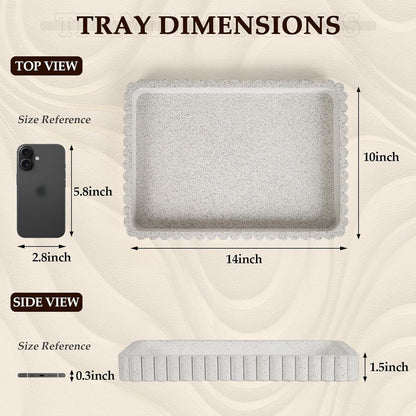 Concrete Decorative Tray for Coffee Table Decor, 14" Coffee Table Tray Ottoman Tray Table Centerpieces, Rectangular Modern Decorative Trays for Home Decor, Living Room, Entry, Black
