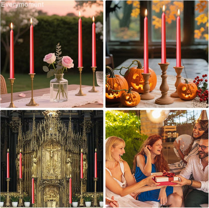 Everymoment Ivory Taper Candles - 4 Pack 10 Inch Candlesticks - Dripless & Smokeless Tapered Candle 8 Hours Unscented Cream Candle Sticks - Perfect for Wedding Holiday Dinner Party Home Decor