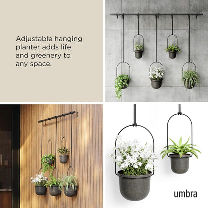Umbra Triflora Hanging Planter for Window, Indoor Herb Garden, Set of 3, White/Black