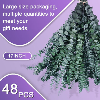 48 Pcs Large Dried Eucalyptus Stems - Natural Eucalyptus Branches for Shower Hanging, 17" Preserved Plants Steam Shower for Women and Men, Relaxation Set, Mother's Day