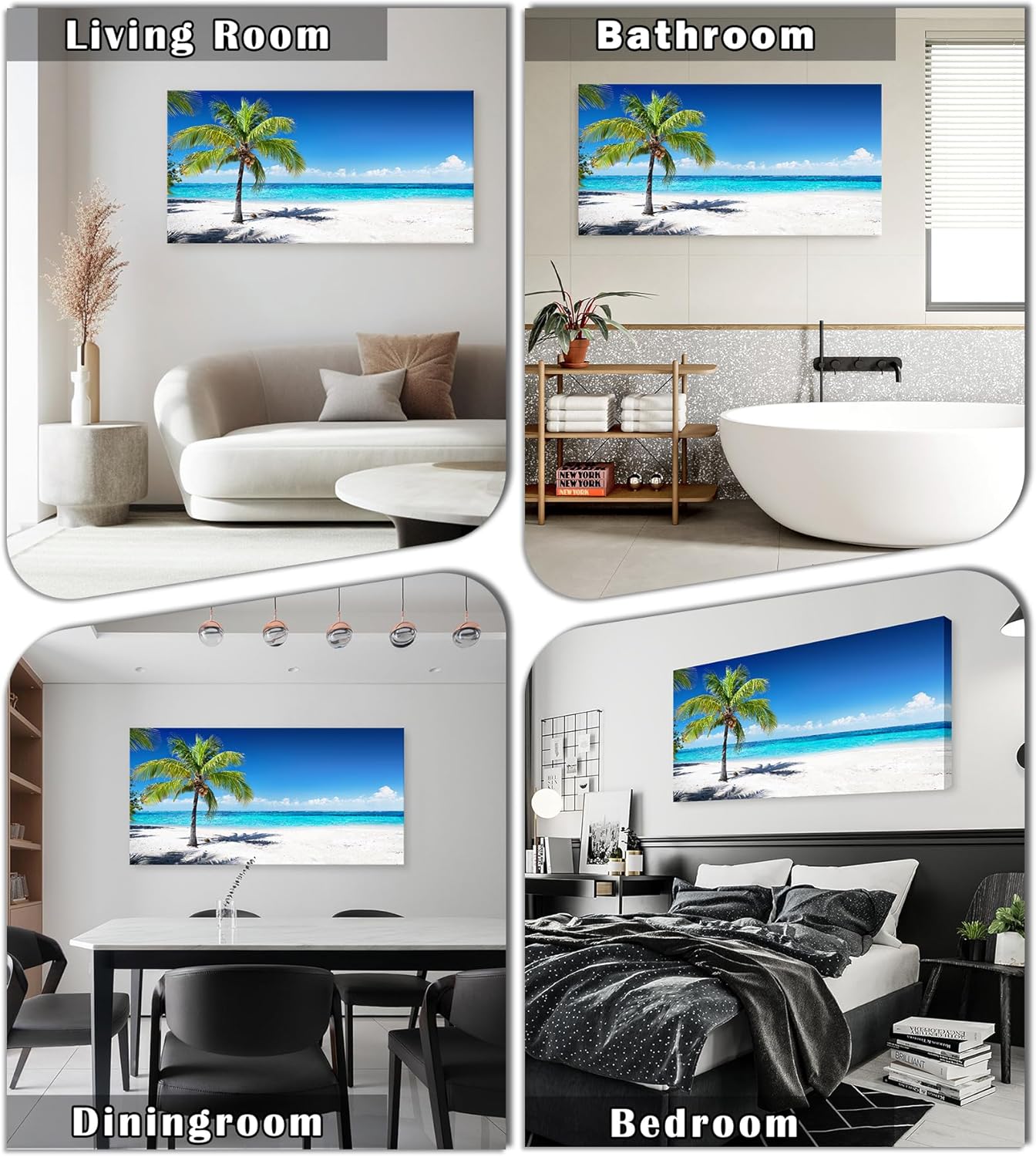 Baisuart S02250 Canvas Prints Wall Art Beach Sunset Ocean Waves Nature Pictures Stretched Canvas Wooden Framed for living Room Bedroom and Office