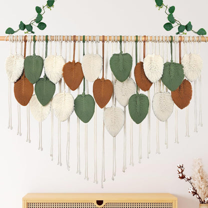 Gliterra Large Macrame Wall Hanging Handmade Boho Tapestry 43"x32" - Wall Art Decor for Living Room, Bedroom, Wedding (beige)
