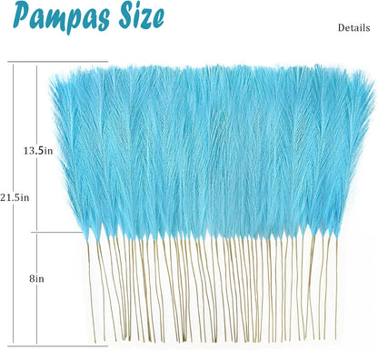 obbsie 50pcs Pink Faux Pampas Grass Decor, 21.6" Short Artificial Floral Branches Vase Filler Flower Arrangement for Home Wedding Boho Outdoor Decor