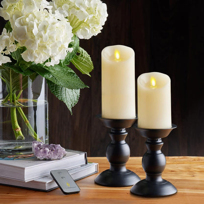 Luminara Scalloped Edge Flameless LED Candle - Ivory 3.5" x 8.75" - Real Wax Pillar Battery Operated Moving Flame w/Timer Unscented 1000Hr Runtime