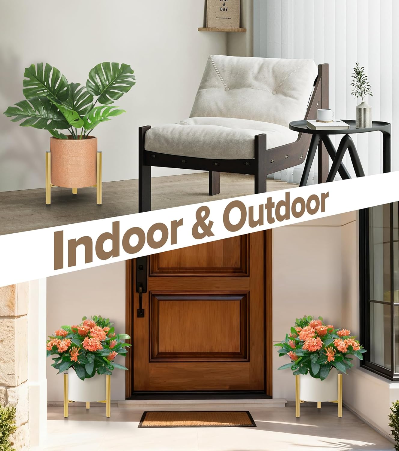 Plant Stand Indoor Adjustable, Metal Modern Indoor Plant Stand, Heavy Duty Plant Stands Outdoor Corner, Stable Plant Holder, Fits 8 to 12 Inches Pots, Black, 1 Pack, Pot & Plant Not Included