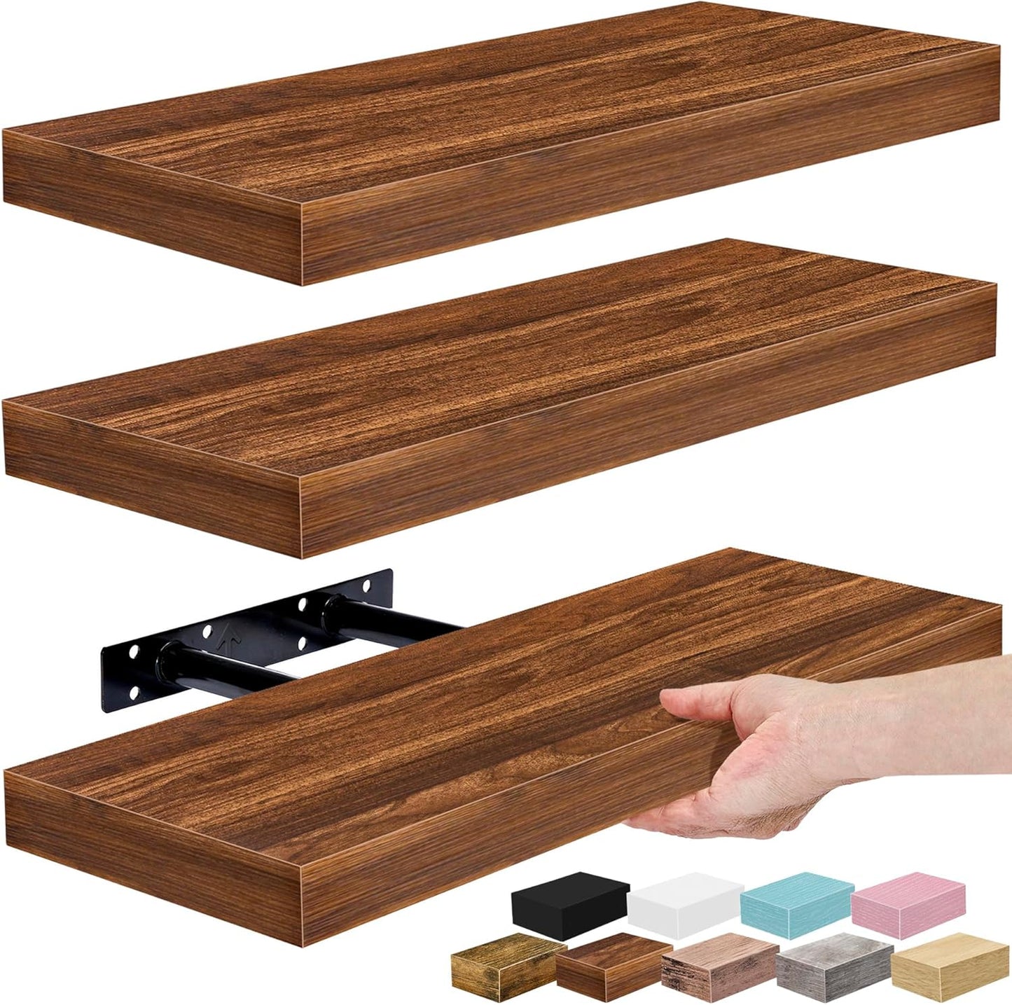 Sorbus Floating Shelves for Wall – 16 Inch Floating Shelf for Kitchen, Bedroom, Living Room, Bathroom, Home & Wall Decor - Mounted Bathroom Shelves with Invisible Brackets (Maple Wood, 2 Pack)