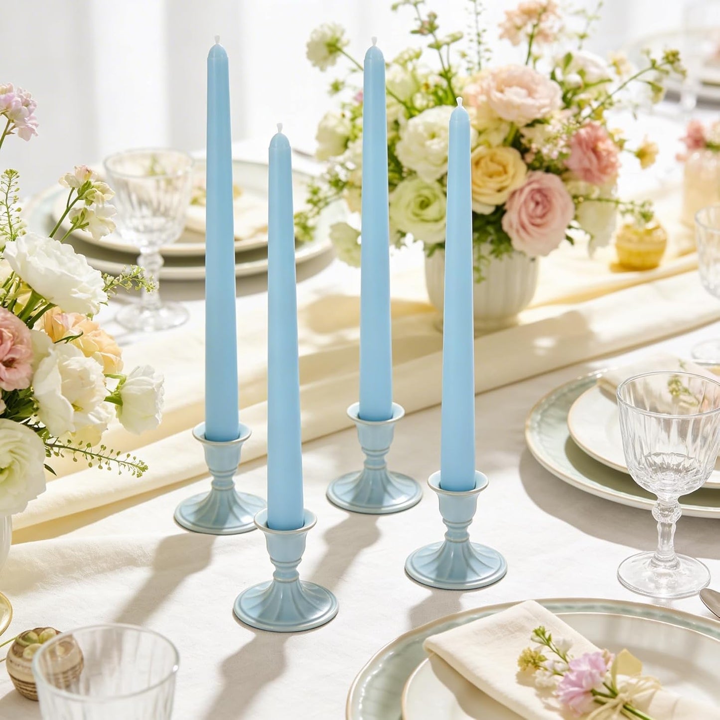 Viyffo Taper Candles, 10 Inch, 4 Pack, Olive Glow – Unscented, Dripless & Smokeless Design, Up to 8 Hour Burn – Long Tall Taper Candlesticks for Wedding, Dinner & Home Decor