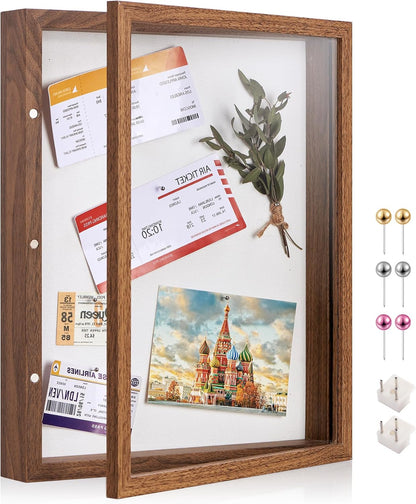 8x10 Deep Shadow Box Picture Frame Display Case with Linen Back and Stand,Real Glass Black Shadow Memory Box Frame 8x10 for Flower Baby Pet Wedding Photo Art Craft Memorial Wall Decor Gift