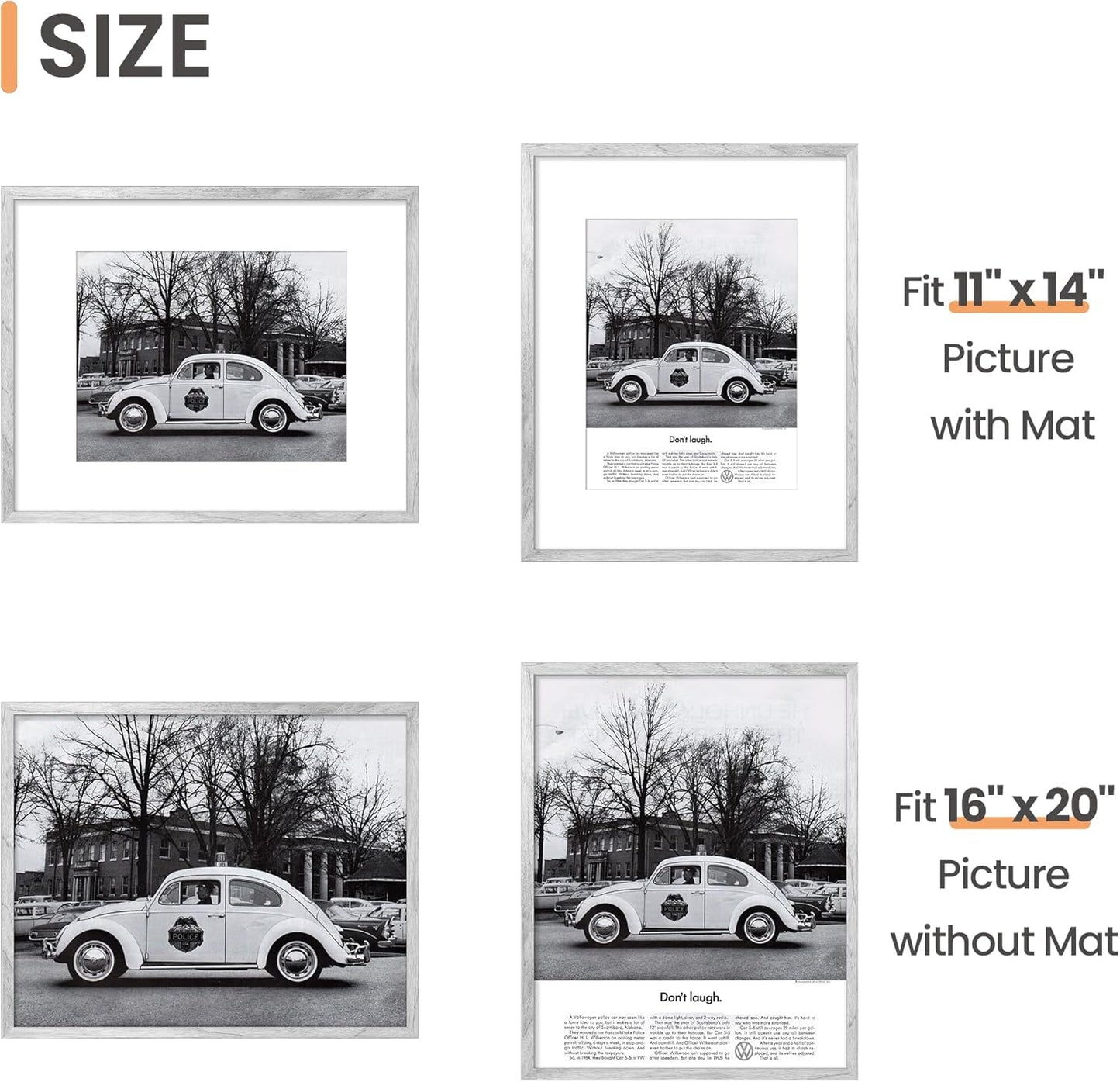 upsimples 8x10 Picture Frame, Display Pictures 5x7 with Mat or 8x10 Without Mat, Wall Hanging Photo Frame, Black, 1 Pack - Colors B
