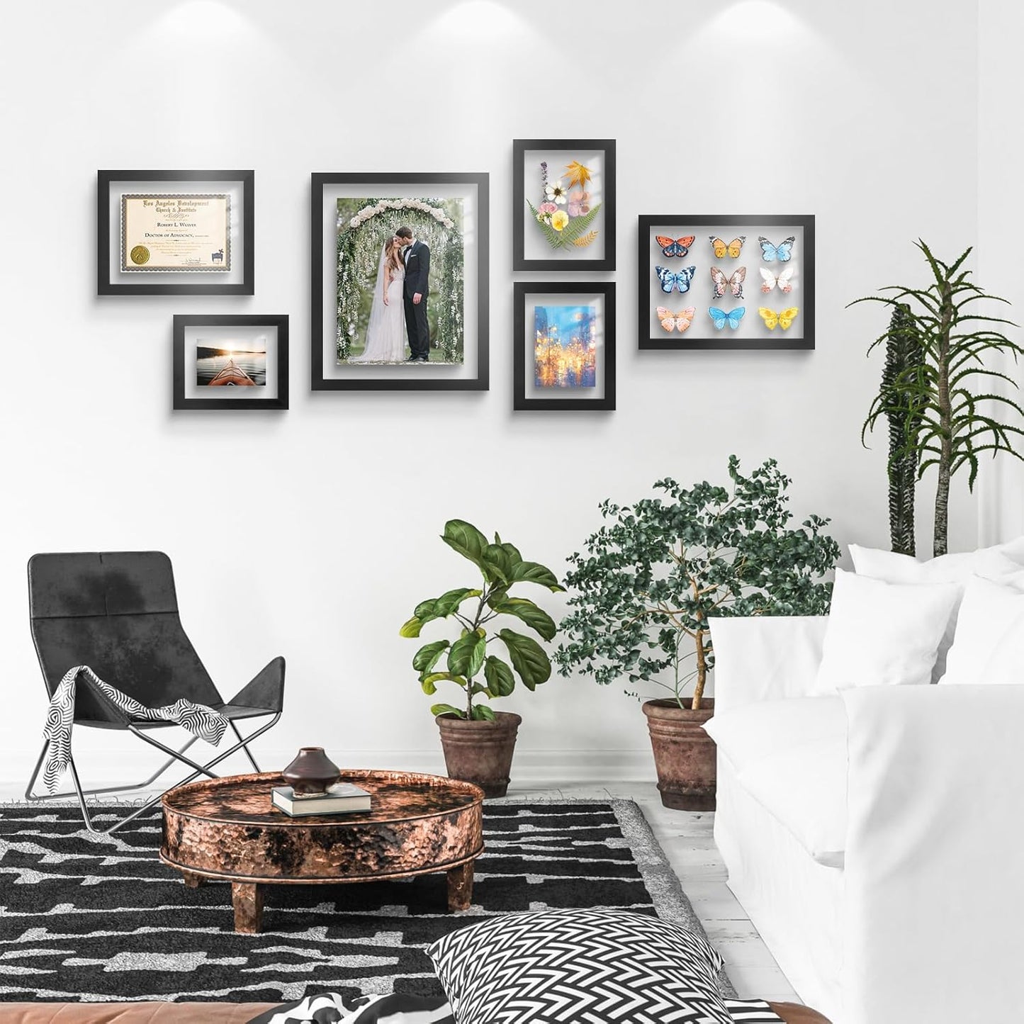 Golden State Art, 11X14 Floating Picture Frame, Black Wood Frame Display Any Size Photo Up To 11X14, Pressed Flower Frames with Hanging Hardware - Horizontal And Vertical Formats for Wall