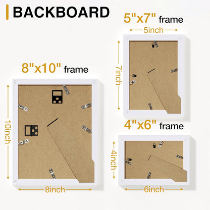 Vittanly 15 Pack Picture Frames Collage Wall Decor for Mounting or Tabletop Display, Gallery Frame Set for Family, Multi Sizes Including 3pcs 8x10, 6pcs 5x7, 6pcs 4x6, Black
