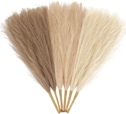 30pcs Pampas Grass Decor,21" Artificial Pompous Grass Bulk,Small Vase Filler Pompas Grass for Home Wedding Living Room Wall Party Decoration (Beige,Light Brown, 21 Inch 30 Pcs)