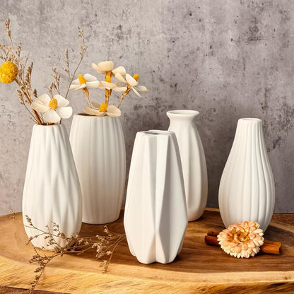 White Vases Set of 10, Small Ceramic Flower Vases Bulk Bud Vases for Wedding Table Centerpieces Decor Pampas Grass Modern Boho Home Party Decor DIY Gift
