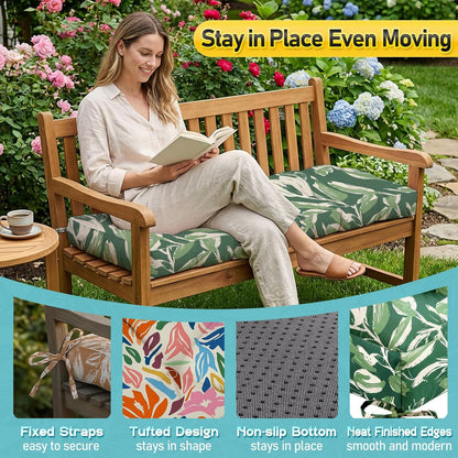 Outdoor Bench Cushion, Tufted Patio Seat Pad for Garden Bench, Porch Swing, Indoor/Outoor Furniture (Blue, 48X18X4 inch)