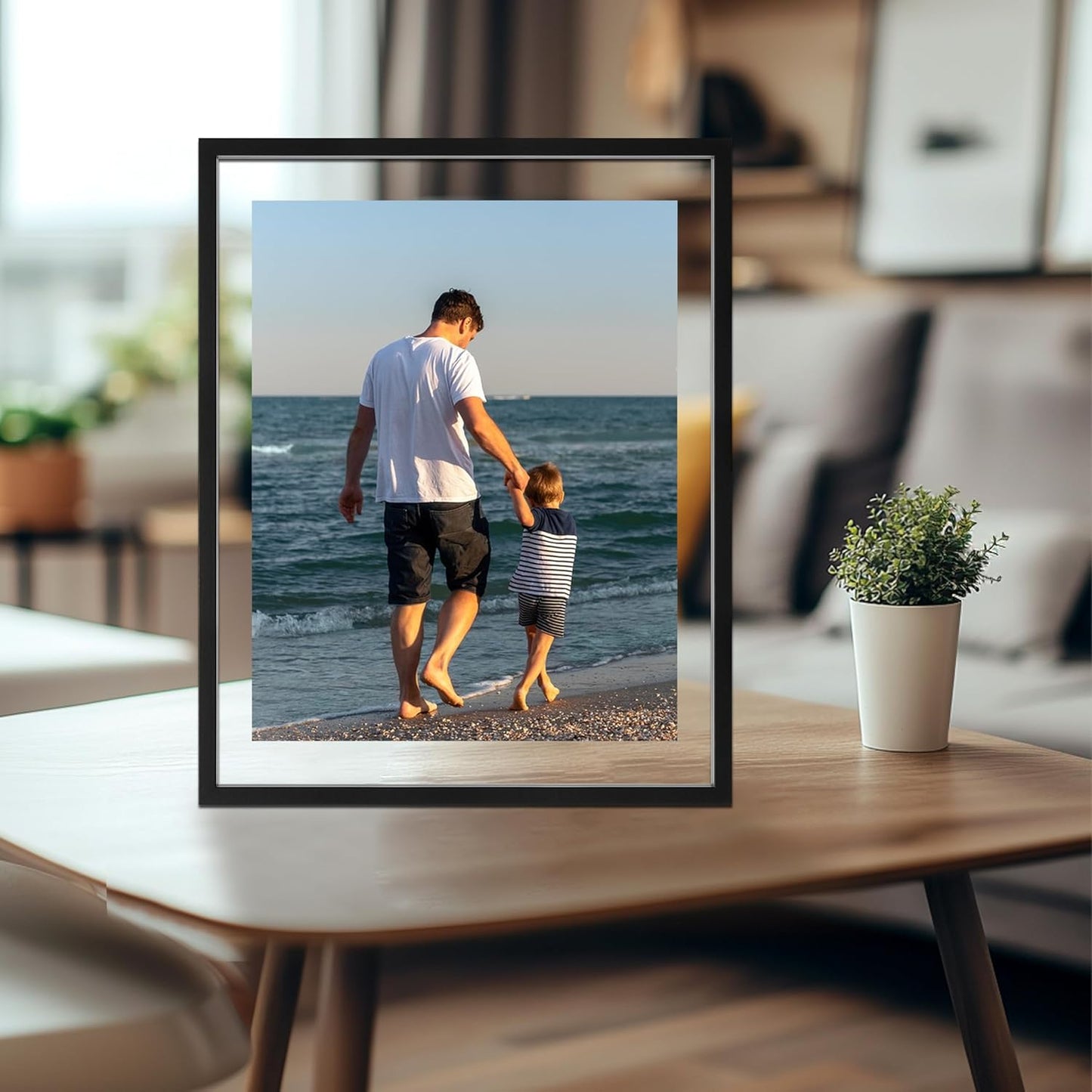 CORE ART 8x10 Floating Picture Frame,Double Plexglass Floating Frame for 5x7,4x6 Pictures,Wall or Tabletop Display,Black