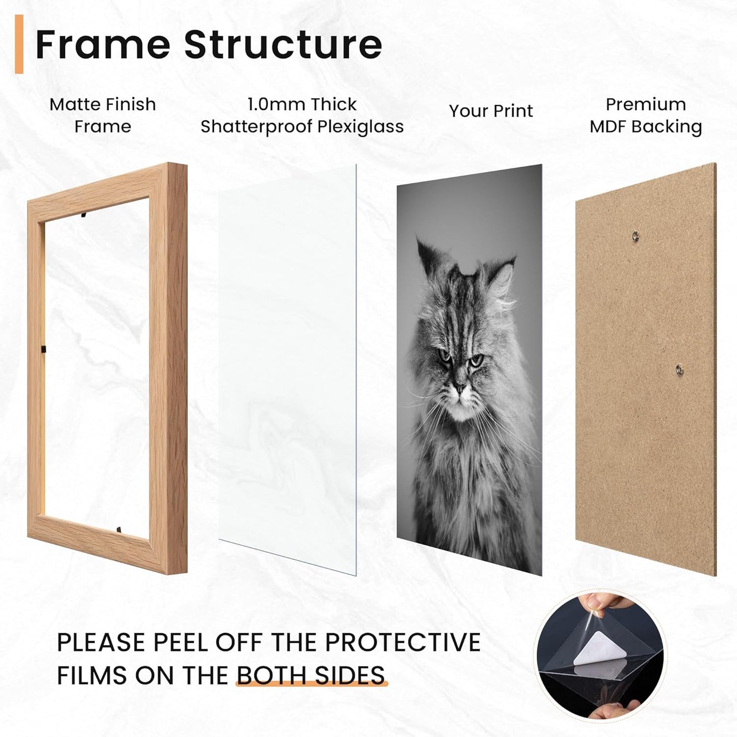 Venusmiles 15 Pack Picture Frames Collage Wall Decor, Gallery Frame Set for Wall Mounting or Tabletop Display, Multi Sizes Including 3pcs 8x10, 6pcs 5x7, 6pcs 4x6, Oak