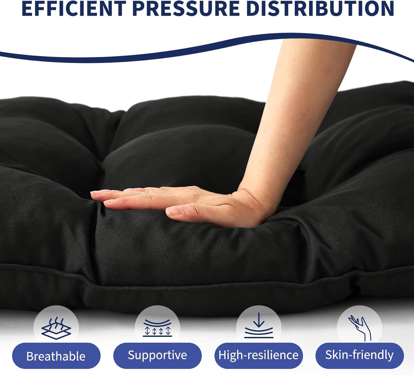 IPYNBAP Outdoor Bench Cushion, 48x18x5 Inch, Waterproof Bench Cushion for Outdoor/Indoor Furniture, Tufted Patio Bench Seat Cushion, Fade Resistant Outdoor Cushions for Porch Swing Couch, Navy Blue