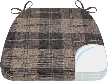 AAAAAcessories D-Shaped Chair Cushions, 2" Thick Dining Chair Pads with Ties and Removable, Machine-Washable Cover, 17" x 16", Set of 4, Oatmeal Beige - Colors B