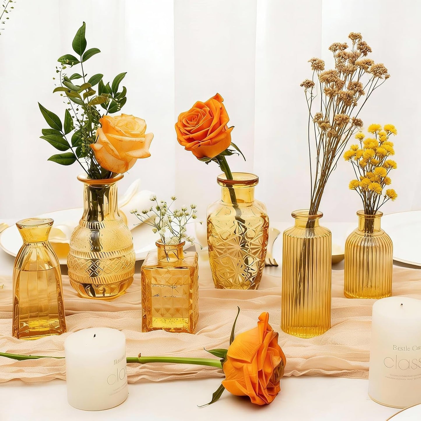 Clear Glass Bud Vase Set of 12 Pcs,Small Bud Vases in Bulk,Glass Crystal Flower Vases Table Centerpieces for Party Event Wedding Decor Baby Shower Decorations (Clear, 12 Pcs)