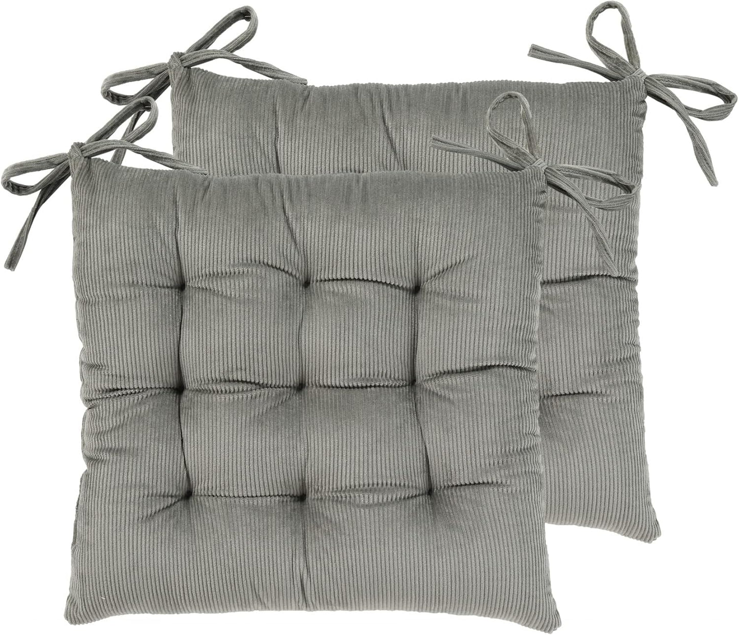 HLOVME Corduroy Chair Cushion with Ties Ultra Soft Warm Floor Cushion for Kids Reading Nook Comfortable Square Seat Cushion for Adult 15.7”x15.7”, White