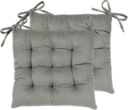 HLOVME Corduroy Chair Cushion with Ties Ultra Soft Warm Floor Cushion for Kids Reading Nook Comfortable Square Seat Cushion for Adult 15.7”x15.7”, White