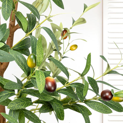 6FT Artificial Olive Tree - Indoor Tall Faux Olive Trees with Planter&Basket, Large Fake Olive Silk Tree Realistic Olive Plants with Branches and Fruits for Home Decor Office Living Room