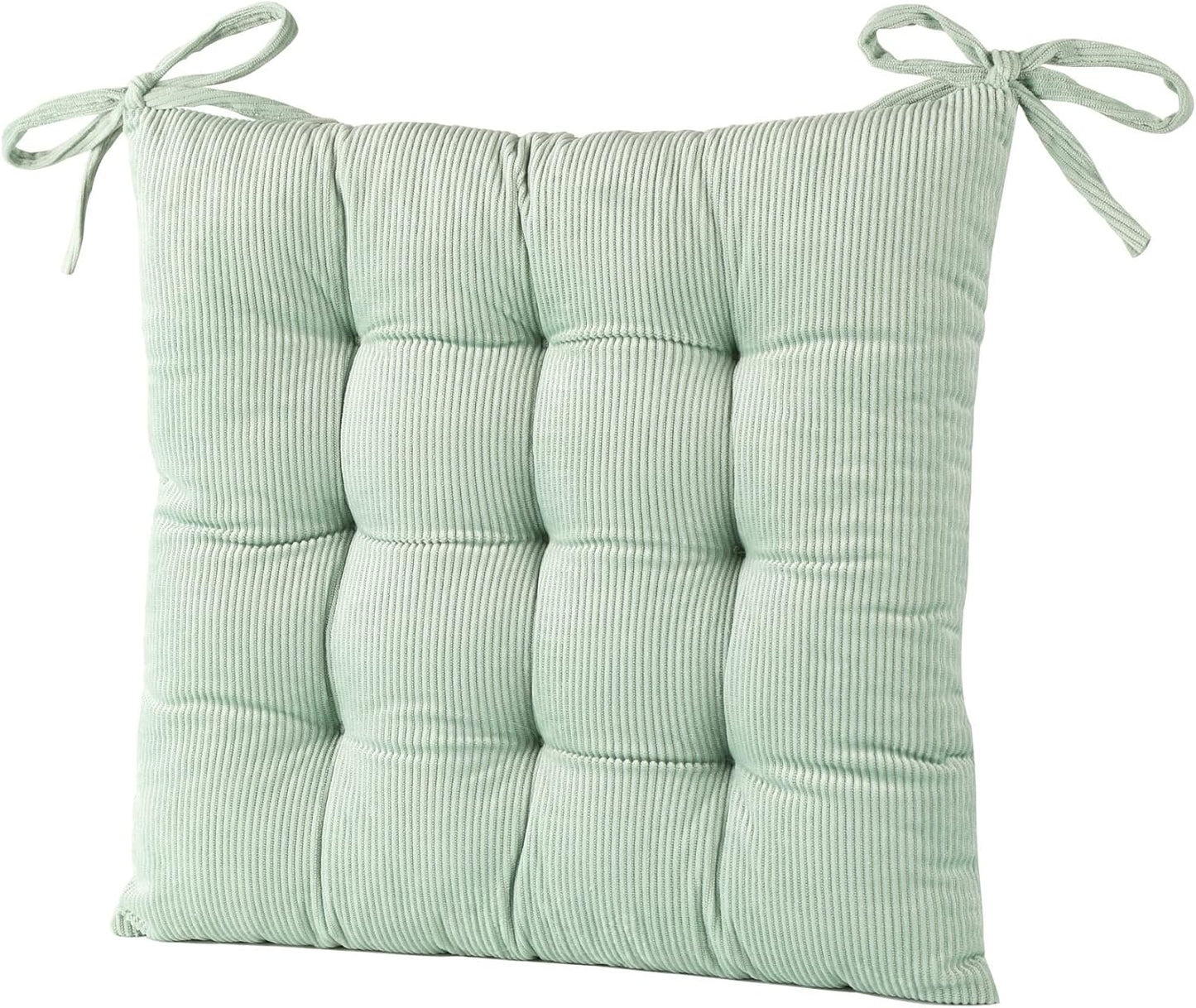 HLOVME Corduroy Chair Cushion with Ties Ultra Soft Warm Floor Cushion for Kids Reading Nook Comfortable Square Seat Cushion for Adult 15.7”x15.7”, White