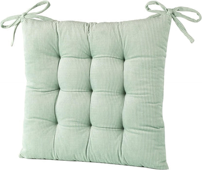 HLOVME Corduroy Chair Cushion with Ties Ultra Soft Warm Floor Cushion for Kids Reading Nook Comfortable Square Seat Cushion for Adult 15.7”x15.7”, White