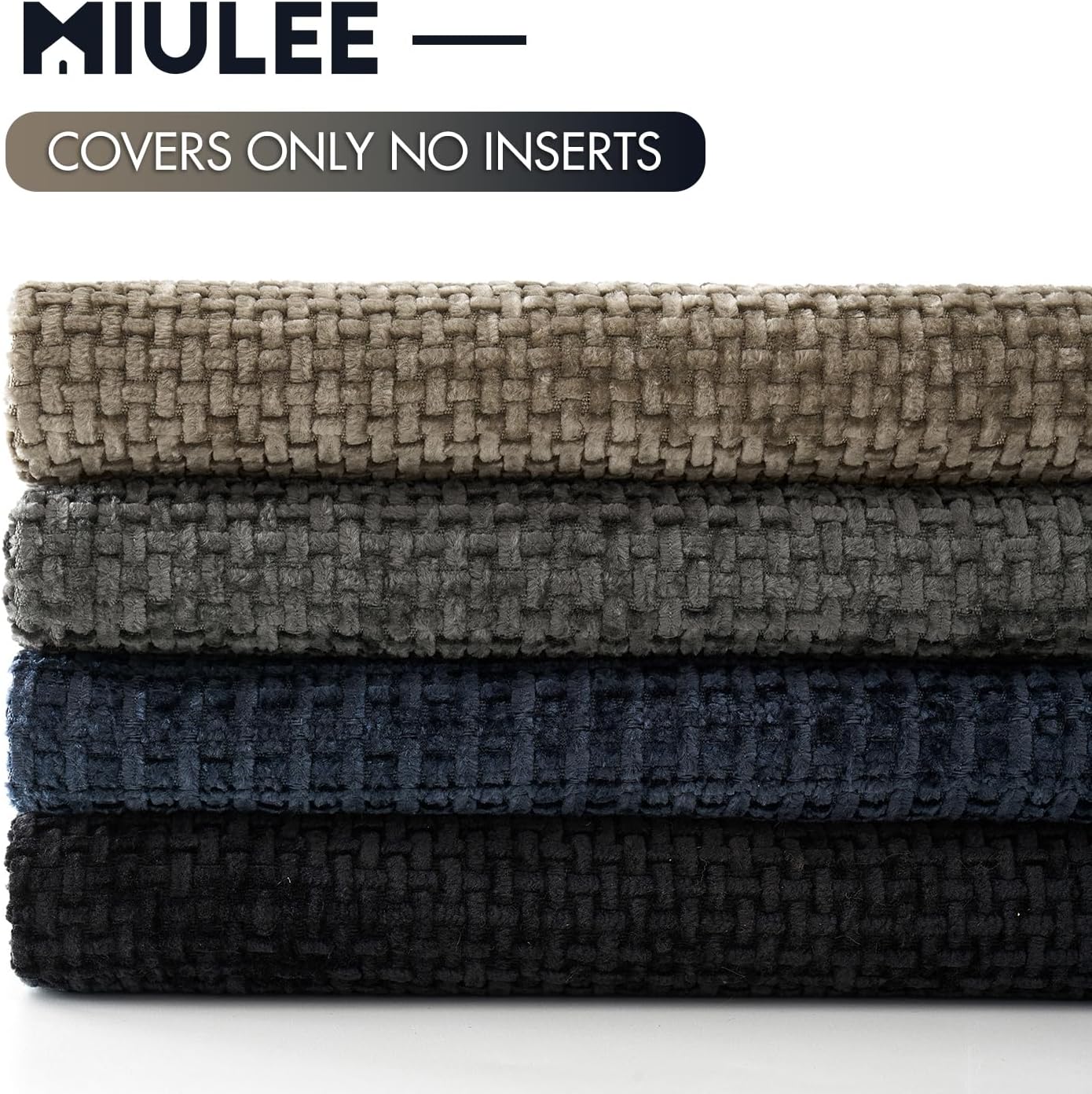 MIULEE Pack of 4 Couch Throw Pillow Covers 18x18 Inch Neutral Soft Decorative Chenille Pillow Covers Farmhouse Boho Cushion Covers for Mid Century Modern Spring Home Decor Sofa Bedroom Living Room