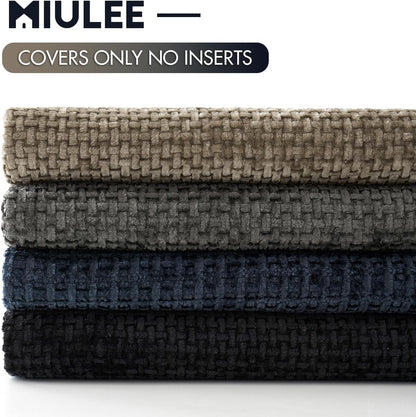 MIULEE Pack of 4 Couch Throw Pillow Covers 18x18 Inch Neutral Soft Decorative Chenille Pillow Covers Farmhouse Boho Cushion Covers for Mid Century Modern Spring Home Decor Sofa Bedroom Living Room