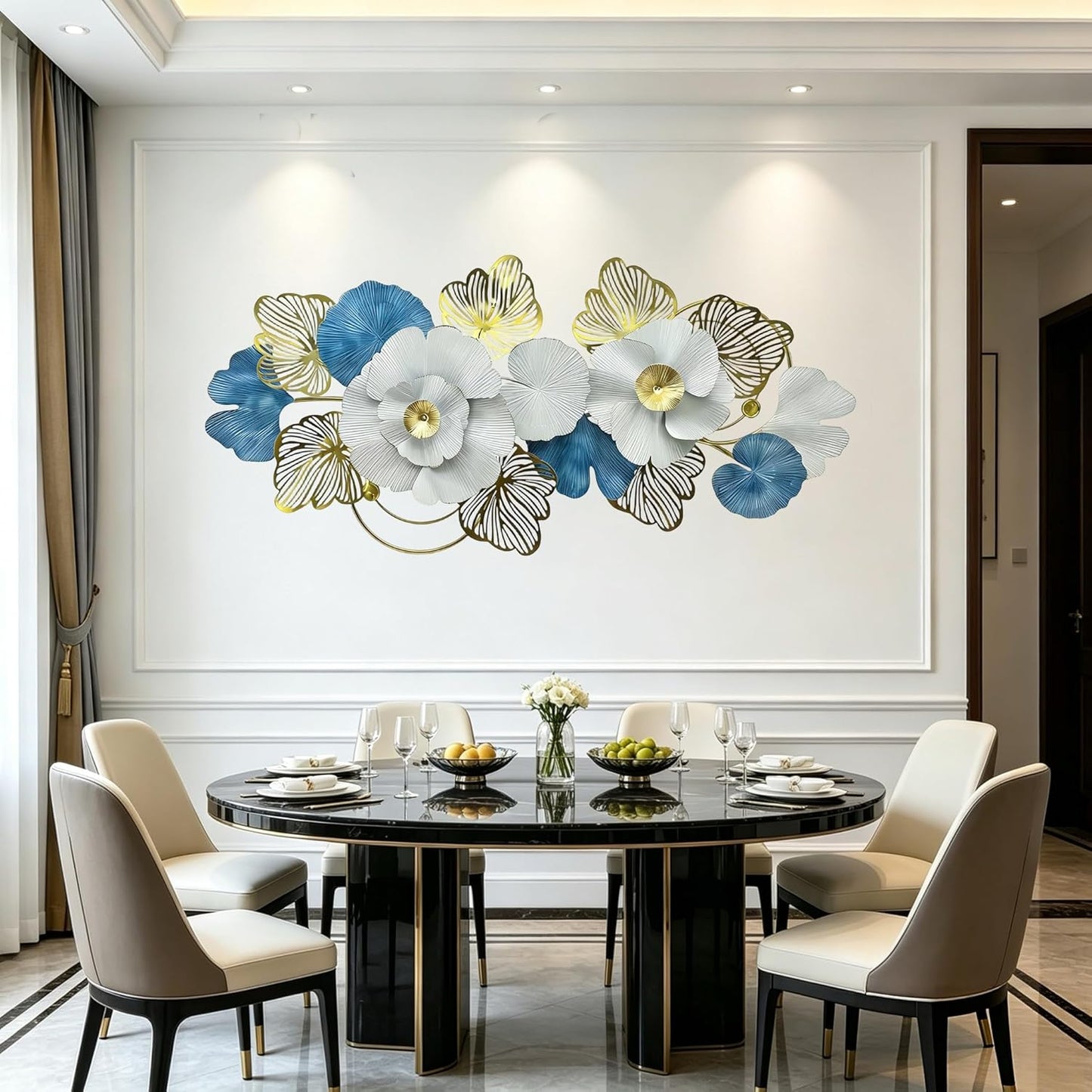 Roivikis Large Metal Wall Art Decor, 3D Abstract Lotus Leaves Wall Handcrafted Modern Decoration for Indoor Outdoor for Living Room, Bedroom, Entryway 52" x 24"