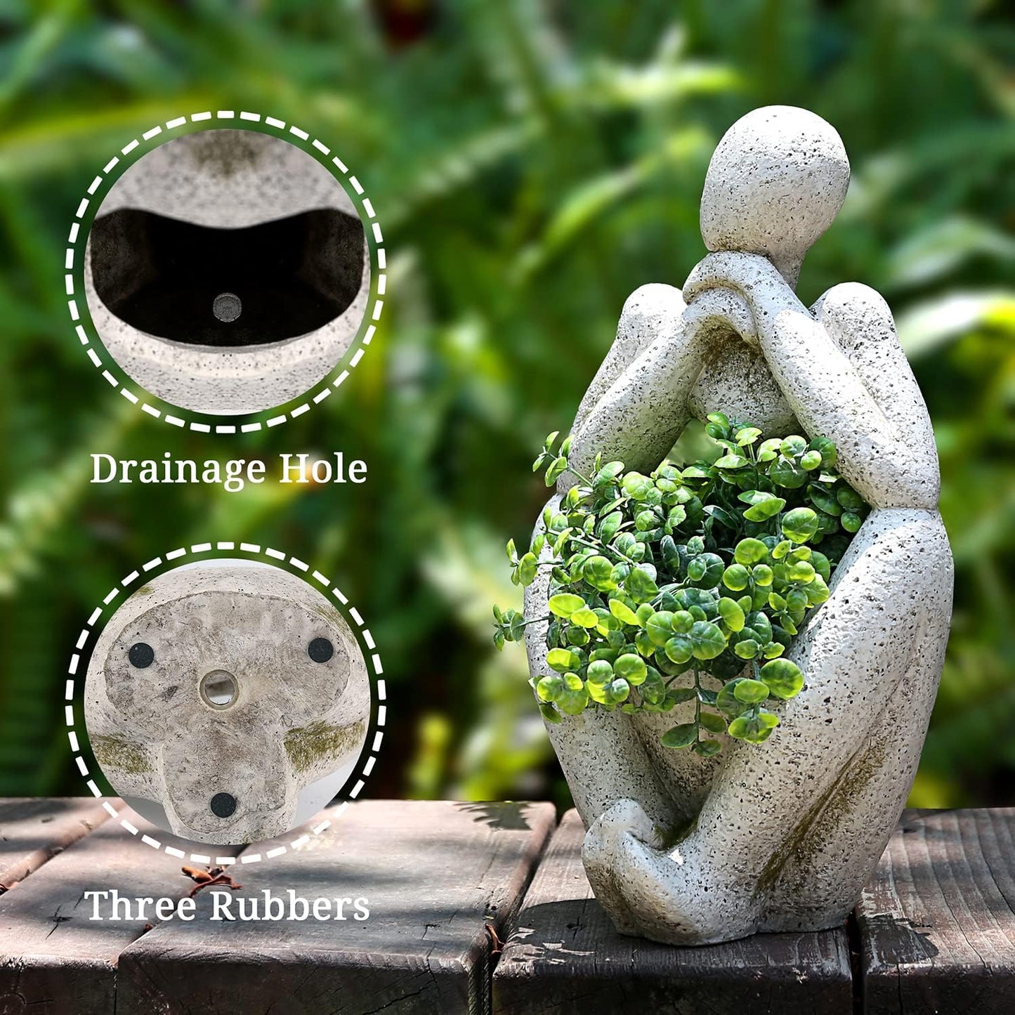 Large Planters for Outdoor Indoor Plants Head Face Planter Pot Unique Succulent Planters Flower Vase with Drainage Hole New Life