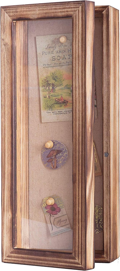 Freezing point Shadow Box Frame 8x8 Shadow Boxes Display Case with Linen Back Memorabilia Awards Medals Bouquet Photos Picture Badge Wedding Memory Box for Keepsakes Carbonized Small Pin Board