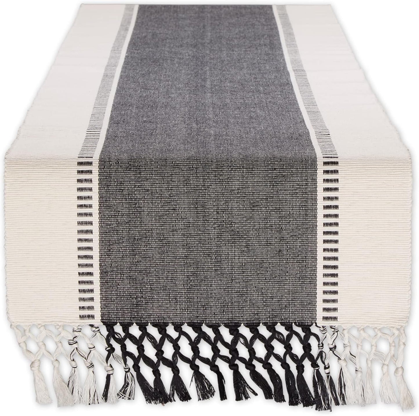 DII Dobby Stripe Woven Table Runner, 13x72-inch, French Blue