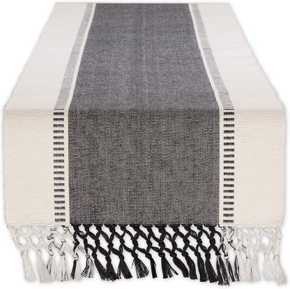 DII Dobby Stripe Woven Table Runner, 13x72-inch, French Blue